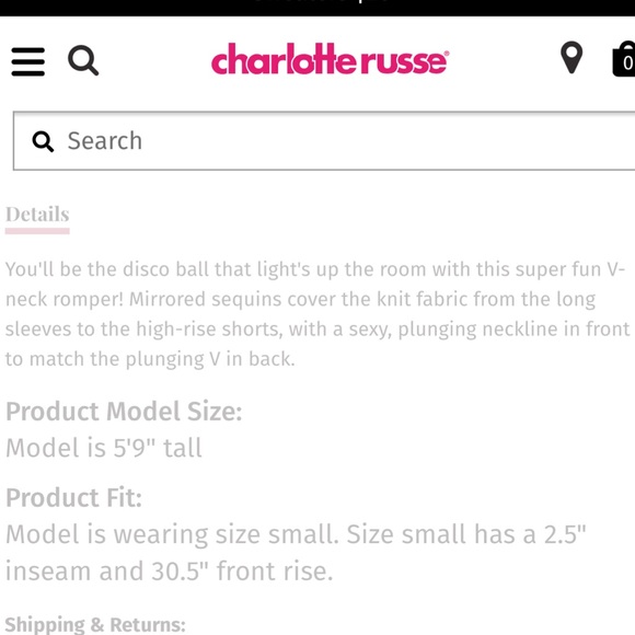 🎉HP Mirrored Sequin V-Neck Romper LARGE - Picture 3 of 6